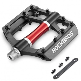 RockBros Spares ROCKBROS Bike Pedals MTB Pedals 9 / 16" Aluminum Alloy Mountain Bicycle Pedals Wide Flat Platform Ultralight Non-Slip Sealed Bearings Pedals for Road Mountain BMX MTB Bikes City Bikes