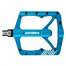 RockBros Mountain Bike Pedal ROCKBROS Bike Pedals Wide Platform Mountain Bicycle Pedals Flat Aluminum CNC Machined 3 Sealed Bearings 9 / 16" for BMX MTB Blue