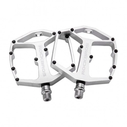 RockBros Spares ROCKBROS Mountain Bike Pedals 9 / 16 Bicycle Wide Plate Aluminum Alloy Sealed Bearing Pedals MTB BMX Silver