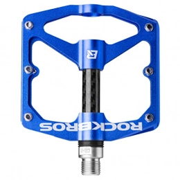 RockBros Mountain Bike Pedal ROCKBROS Mountain Bike Pedals Flat Bicycle Pedals 9 / 16 Lightweight Road Bike Pedals Carbon Fiber Sealed Bearing Flat Pedals for MTB Blue
