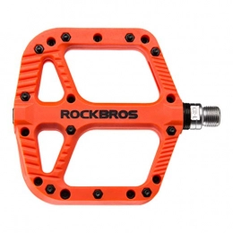 RockBros Spares ROCKBROS Mountain Bike Pedals Nylon Composite Bearing 9 / 16" MTB Bicycle Pedals with Wide Flat Platform Orange