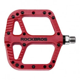 RockBros Spares ROCKBROS Mountain Bike Pedals Nylon Composite Bearing 9 / 16" MTB Bicycle Pedals with Wide Flat Platform Red