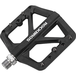 RockBros Spares ROCKBROS Mountain Bike Pedals, Nylon MTB Pedals, 9 / 16 Inch Flat Pedals Anti-slip Waterproof Dustproof Black-Compitable with Mountain Road Usual Bike