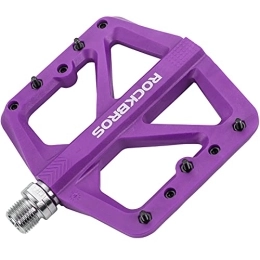 RockBros Spares ROCKBROS Mountain Bike Pedals, Nylon MTB Pedals, 9 / 16 Inch Flat Pedals Anti-slip Waterproof Dustproof Purple-Compitable with Mountain Road Usual Bike