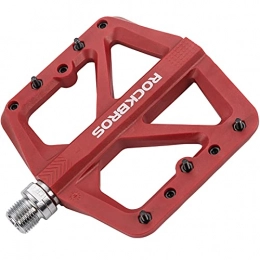 RockBros Spares ROCKBROS Mountain Bike Pedals, Nylon MTB Pedals, 9 / 16 Inch Flat Pedals Anti-slip Waterproof Dustproof Red-Compitable with Mountain Road Usual Bike