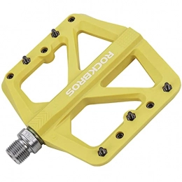 RockBros Spares ROCKBROS Mountain Bike Pedals, Nylon MTB Pedals, 9 / 16 Inch Flat Pedals Anti-slip Waterproof Dustproof Yellow-Compitable with Mountain Road Usual Bike