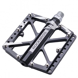 RockBros Spares ROCKBROS MTB Pedals Mountain Road Bicycle Cycling Pedals Aluminum Alloy Flat Platform Mountain Bike Cr-Mo Machined 3 Sealed Bearings Large Surface 9 / 16