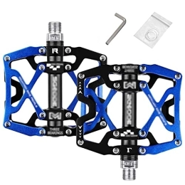 Rwlre Spares Rwlre Bicycle Pedals, Mountain Bike 1 Pair Pedals Aluminum Alloy Cycling Bicycle Ultralight Wide Platform Anti-Slip Pedal Mtb (Color : Blue-Black)
