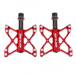 SaniMomo Mountain Bike MTB BMX Pedals Platform Flat Pedals 3 Sealed Bearings - Red