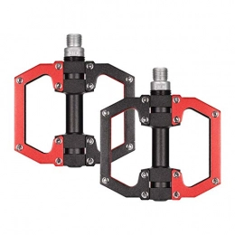 Selighting Mountain Bike Pedal Selighting 9 / 16 Mountain Bike Pedals Aluminium Alloy Wide Platform Cycling Pedals with Sealed Bearings, Set of 2 (Black / Red)