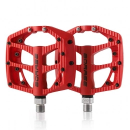 SHANDIAN Mountain Bike Pedal SHANDIAN BOARSE 2019 New Bicycle Pedals MTB Nylon Fiber Ultra-light 4 Colors Big Foot Road Bike Bearings Pedals Mountain Bike Parts (color : Red)