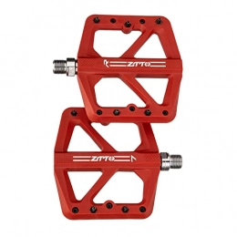 sharprepublic Mountain Bike Pedal sharprepublic Mountain Bike Pedals, MTB Pedal Flat, 3 Sealed Bearings with Replaceable pins for Road BMX MTB Fixie Bikes - Red