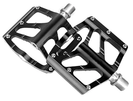 Shauoal Bike Pedals FP01 Bicycle Flat Pedal Aluminum Alloy with DU Sealed Bearing CNC Machined Cr-Mo and 12 Anti-Skid Pins for Road Mountain BMX MTB Bikes-Black