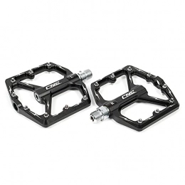 SHHMA Mountain Bike Pedal SHHMA Mountain Bike Pedals, 9 / 16" DU Bearing Ultra Strong CNC Machined Alloy Bicycle Non-Slip Flat Panel Is Wide Pedal, Black
