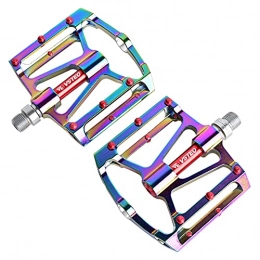 SHHMA Mountain Bike Pedal SHHMA MTB 9 / 16 Bike Pedals - Bearing Pedal Aluminum Alloy Mountain Bike Accessories Bicycle Pedal for Bicycle, MTB, Road Bikes, Rainbow