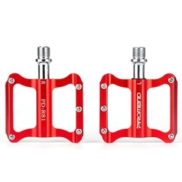 SHHMA Road Bike Pedals 9/16 Sealed Bearing Mountain Bicycle Flat Pedals Aluminum Alloy Wide Platform Cycling Pedal Bicycle Accessories,Red