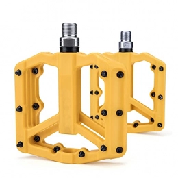 SHUILIANDU Spares SHUILIANDU Ultralight Flat MTB Pedals Nylon Bicycle Pedal Bmx Mountain Bike Platform Pedals 3 Sealed Bearings Cycling Pedals For Bicycle (Color : Yellow)