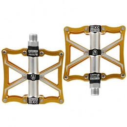 SIER Spares SIER Pedal Bicycle Cycling Bike Pedals, New Aluminum Antiskid Durable Mountain Bike Pedals Road Bike With Free installation Tool, Gold