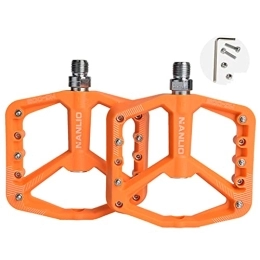 SM SunniMix Spares SM SunniMix Bike Bicycle Pedals, Non-Slip Durable Ultralight Mountain Bike Flat Pedals, Bearing Pedals for 9 / 16 MTB BMX Mountain Road Bike Pedals Parts, Orange