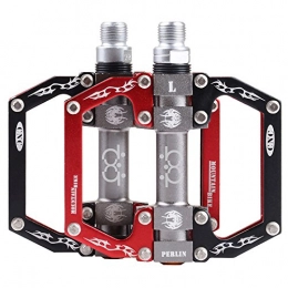SPFAS Bike Pedals Aluminium Sealed Bearing Flat Pedals 9/16 inch (Black/Red)