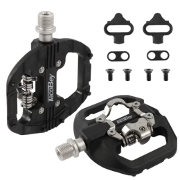 Spin MTB Bike Pedals Dual Platform Compatible with Shimano SPD Mountain Clipless Pedals, 3-Sealed Bearing Lightweight Nylon Fiber Bicycle Pedals for BMX Spin Exercise Peloton Trekking Bike (M109)