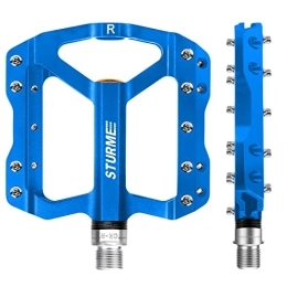 STURME Bicycle Pedals, with 3 Sealed Bearings CNC Aluminium MTB Pedals, 9/16 Inch Non-Slip Anti-Dust Pedals Bicycle for Mountain Bike/Road Bike/E-Bike/BMX/City Bicycle Pedals (Blue)