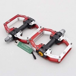 SUNDELY Spares SUNDELY® Road Mountain Bike Platform Pedals Flat Aluminum Sealed Bearing 9 / 16" for MTB (Silver+ Red)