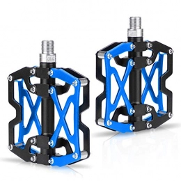 supregear Spares SupreGear Bike Pedals, Aluminum Alloy Durable Platform Bicycle Pedals for Cycling Mountain Bike Road Bike Folding Bike, 9 / 16 Spindle Universal Fit Non-Slip (Black-Blue)