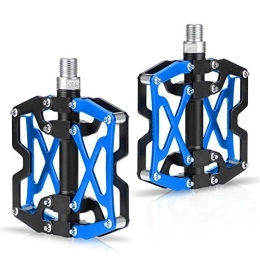 supregear Spares SupreGear Bike Pedals, Aluminum Alloy Durable Platform Bicycle Pedals for Cycling Mountain Bike Road Bike Folding Bike, 9 / 16” Spindle Universal Fit Non-Slip (Black / Blue)