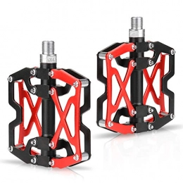 supregear Mountain Bike Pedal SupreGear Bike Pedals, Aluminum Alloy Durable Platform Bicycle Pedals for Cycling Mountain Bike Road Bike Folding Bike, 9 / 16 Spindle Universal Fit Non-Slip (Black-Red)