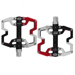 SYLTL Spares SYLTL Bicycle Pedal, Aluminum Alloy Mountain Bike Pedals General Riding Road Bike Hybrid Pedals Antiskid, blackred