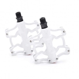 SYLTL Mountain Bike Pedal SYLTL Bike Pedals Universal Bearing Aluminum Alloy Ultralight Road Bike Hybrid Pedals a Pair Non-Slip Bicycle Accessories, White