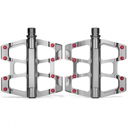 SYLTL Spares SYLTL Mountain Bike Pedals, Polished Aluminum Alloy Bicycle Cycling Pedals Antiskid Ultralight Road Bike Hybrid Pedals, titanium