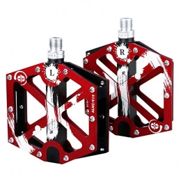 SYLTL Mountain Bike Pedal SYLTL Mountain Bike Pedals, Ultralight Aluminum Alloy Bicycle Accessories Road Bike Hybrid Pedals 1 Pair Bicycle Pedal, Red