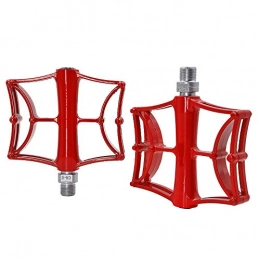 SYLTL Spares SYLTL Road Bike Pedals, Aluminum Alloy 1 Pair Ultralight Mountain Bike Pedals Antiskid Bicycle Pedal, Red