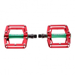 T TOOYFUL Spares T TOOYFUL Lightweight Road Mountain Bike Flat / Platform Pedals Sealed Bearing 9 / 16" - Red Green, as described