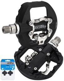 TacoBey Spares Tacobey MTB Pedals SPD Flat Wider Dual Platform, Compatible with Shimano SPD Clipless Bike Pedals, 3-Sealed Bearing Lightweight Nylon Fiber Bicycle Pedals for BMX Spin Exercise Peloton Trekking Bike