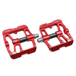 TANCEQI Mountain Bike Pedal TANCEQI Bicycle Pedals Aluminum Alloy Non-Slip 9 / 16 Wide Plus Flat Cycling Pedals Sealed Bearing Axle Boron Steel Spindle with Metal Texture for Mountain BMX Road Bicycles, Red