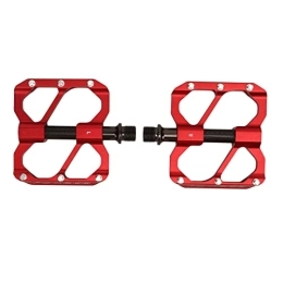 Tbest Spares Tbest Mountain Bike Pedals, 2PCS Road Bike Pedals Aluminum Alloy Bike Pedals Anti Slip Lightweight Flat Platform Pedals for Mountain Bike (Red)