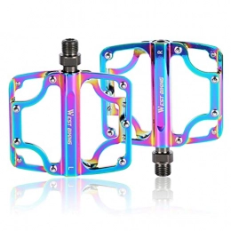 THappy Road Bike Pedals, Mountain Bike Colorful Pedals, Mountain Bike Metal Non-slip Pedals, Double-sided Screws, 3 Sealed Bearings, Waterproof, Dustproof, and Non-slip