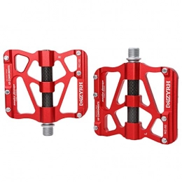ThinkTop Spares ThinkTop Mountain Bike Pedals Axle 9 / 16 3 Bearing Platform Pedals Flat Carbon Fiber and Aluminum Sealed Ever Lubricate Bearing for Road BMX MTB Bicycle Cycling, Red