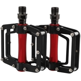 Tomantery Mountain Bike Pedal Tomantery Flat Pedals, Aluminum Alloy Lightweight Mountain Bicycle Pedal Sets 1 Pair for Road Mountain BMX MTB Bike(black+red)