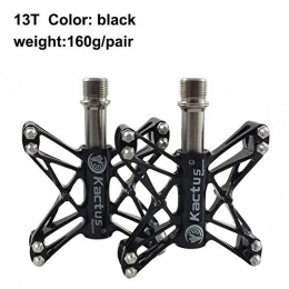TONGBOSHI Spares TONGBOSHI 161g / pair Titanium Axle Pedals for Bicycle Anti-slip Ultralight CNC MTB Road Bike Pedal Cycling BMX 3 Sealed Bearing Pedals (color : 13T 160g black)