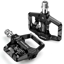 toptrek Spares Toptrek SPD Pedals, 2 in 1 SPD Pedals / Platform Pedals, 9 / 16 Inch Axle, CNC Aluminium Click Pedals, Non-Slip Ultralight Road Bike Pedals with Sealed Bearings for Road Bike, BMX, MTB Pedals