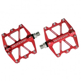 TRAACEM Mountain Bike Pedal TRAACEM Mountain Bike Pedal, Ultra-Light Aluminum Alloy 4 Bearing Bicycle Pedal - Road Bike Pedal with 16 Non-Slip Pins, Red