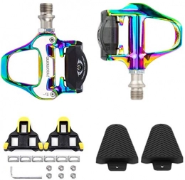 Transplant Spares Transplant SPD-SL Electroplated Color Pedals, Road Bike Pedals SPD Pedals, Spindle 9 / 16 Bicycle Pedals, Electroplated Color Pedals + SPD-SL Cleat Set + Cleat Covers, 3 in 1