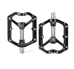 ANASRI Mountain Bike Pedal TTRS store Fit For CX930 Road Mountain Bike Bicycle Cycling Wide Flat Pedal Aluminium Alloy 3 Sealed Bearings Removable Antiskid Cleats (Color : Black Silver)