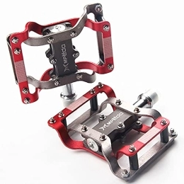 TTZHJIN Spares TTZHJIN Bike Pedals Mountain Bike Pedals Mountain Highway Anode Paint Super Light Aluminum Alloy Chrome Molybdenum Spindle 2 Bearing 14Mm Thread Easy To Install Non-Slip, Red-14mm