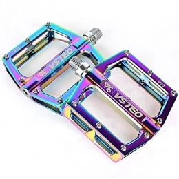 TTZHJIN Mountain Bike Pedal TTZHJIN Bike Pedals Mountain Super Light Electroplating Colorful With 16 Cleats Aluminum Alloy Chrome Molybdenum Spindle Bearing Folding Bike / Mountain Bike / Road Bike, Purple-11.5×9.6cm