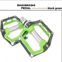 UICICI Spares UICICI Aluminum Alloy Bicycle Pedals Wide Non-slip Mountain Bike Bearing Ankle Road Dead Fly Palin Pedal (Color : Black green)